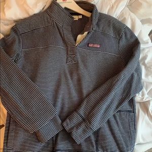 COPY - VV relaxed fit shep shirt navy and white stripe